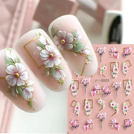 Choice 5D Nagelsticker Cherry Blossom - 3D Gold 10er Set