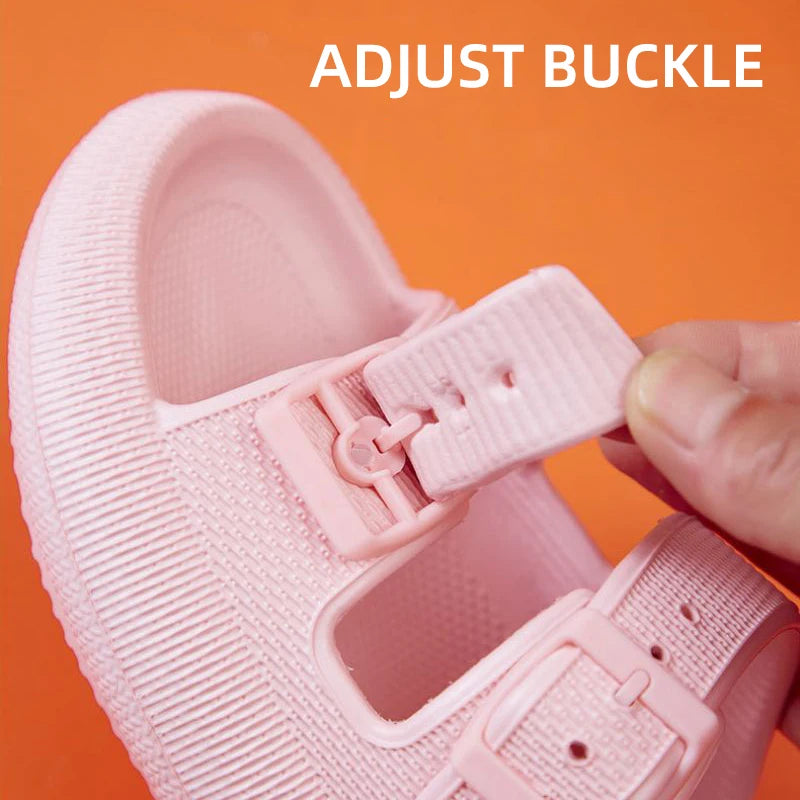 Mode Schnalle Dick Plattform Hausschuhe Frauen Heim Weich Sohle EVA Cloud Slides Sandalen Frau 2025 Sommer Rutschfest Strand Flip Flops
