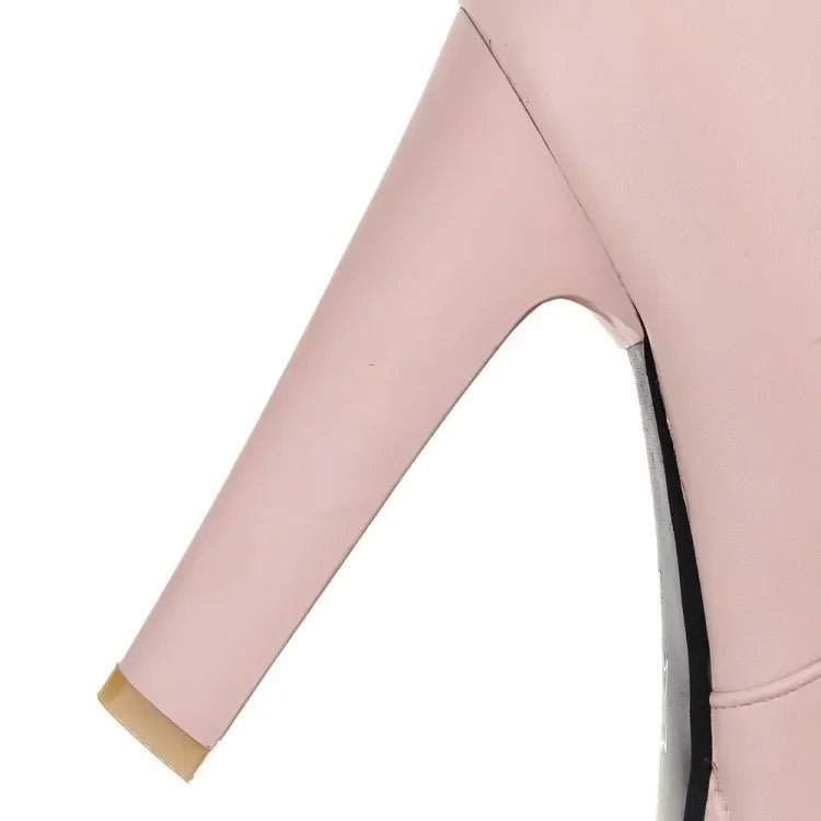 Elegant Short Boots Women Shoes Autumn Winter Women's Ankle Boot Platform Sweet Black White Pink Heeled Party Shoes Ladies