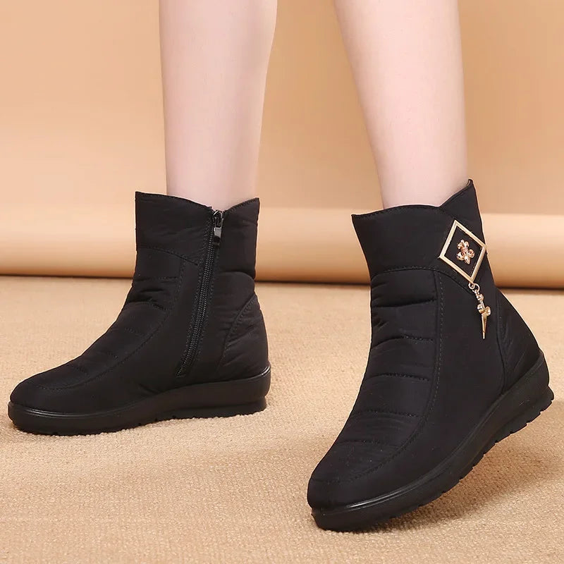Waterproof Women Boots Winter Shoes Platform Wedge Snow Boots Comfort Thick Plush Warm Ankle Boots Female Mujer Sneakers Women