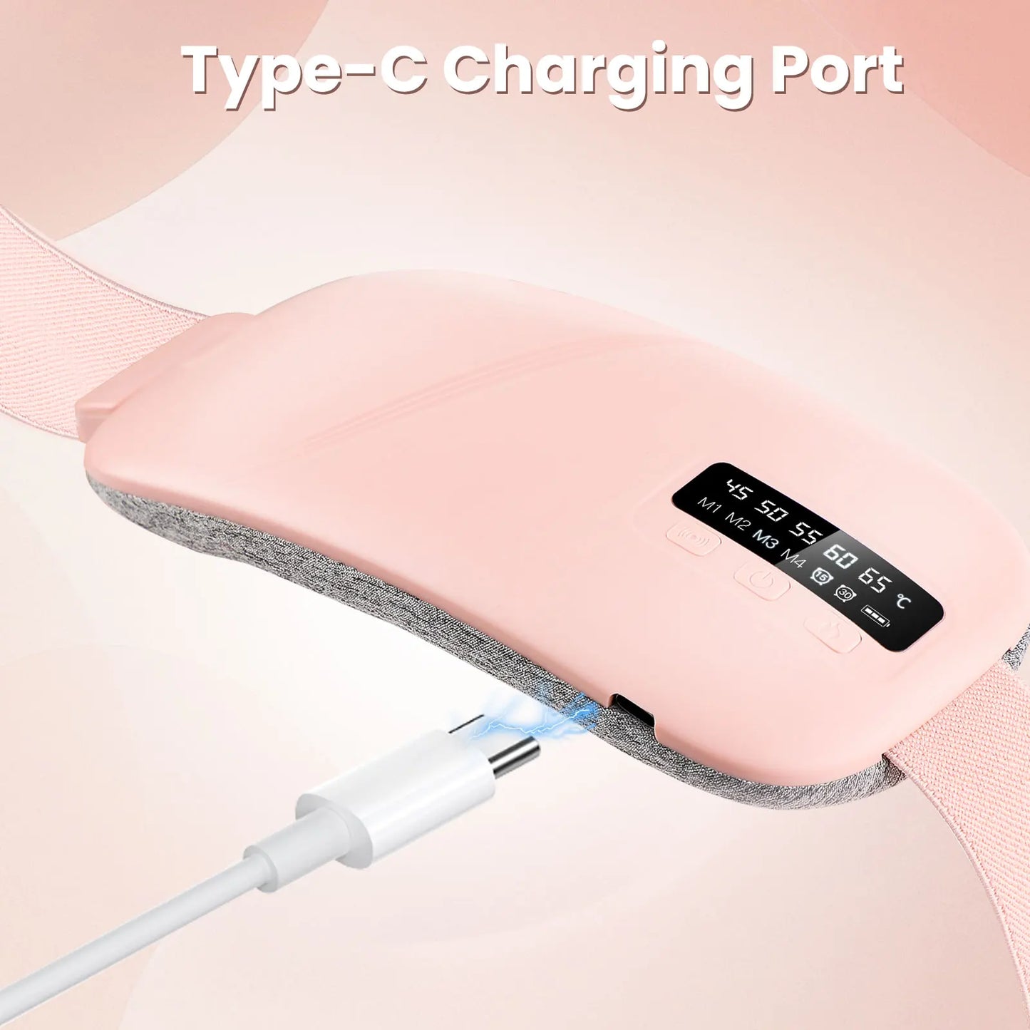 Centură uterină menstruală caldă pentru femei, burtă, ameliorarea durerilor, USB, 5 viteze, încălzire electrică, pad vibrator, abdomen, talie, masaj