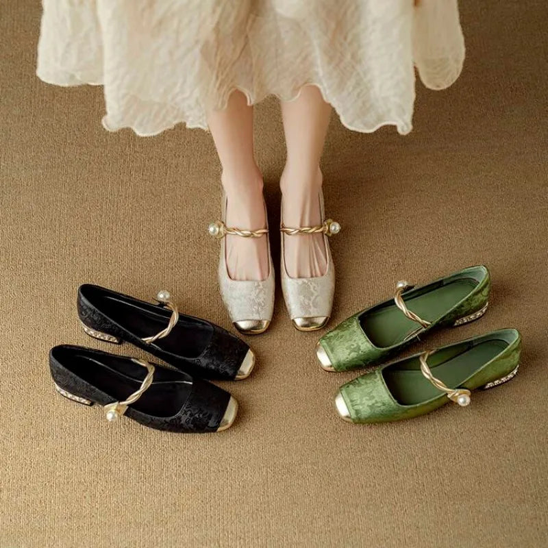 Elegant Mary Jane High Heels Women's Shoes  Spring Summer New Style Luxury Soft Evening Wind Dress French Style Boots