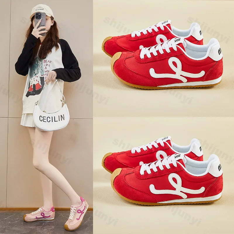 New Fashion Women's Shoes 2025 Spring Autumn Platforms Sneakers Comfortable Flat Shoes Lace-up Non Slip Casual Vulcanized Shoes