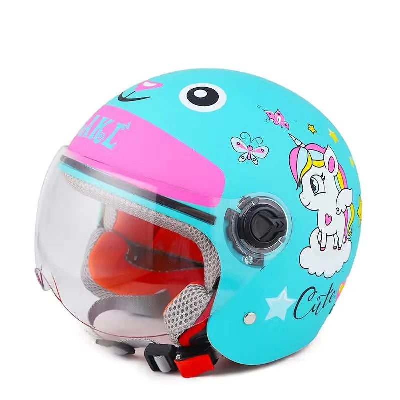 Childrens helmet For Kids 3~12 years child cartoon unicorn Motorcycle Motor Helmet Comfortable Motos Protective Safety Helmets