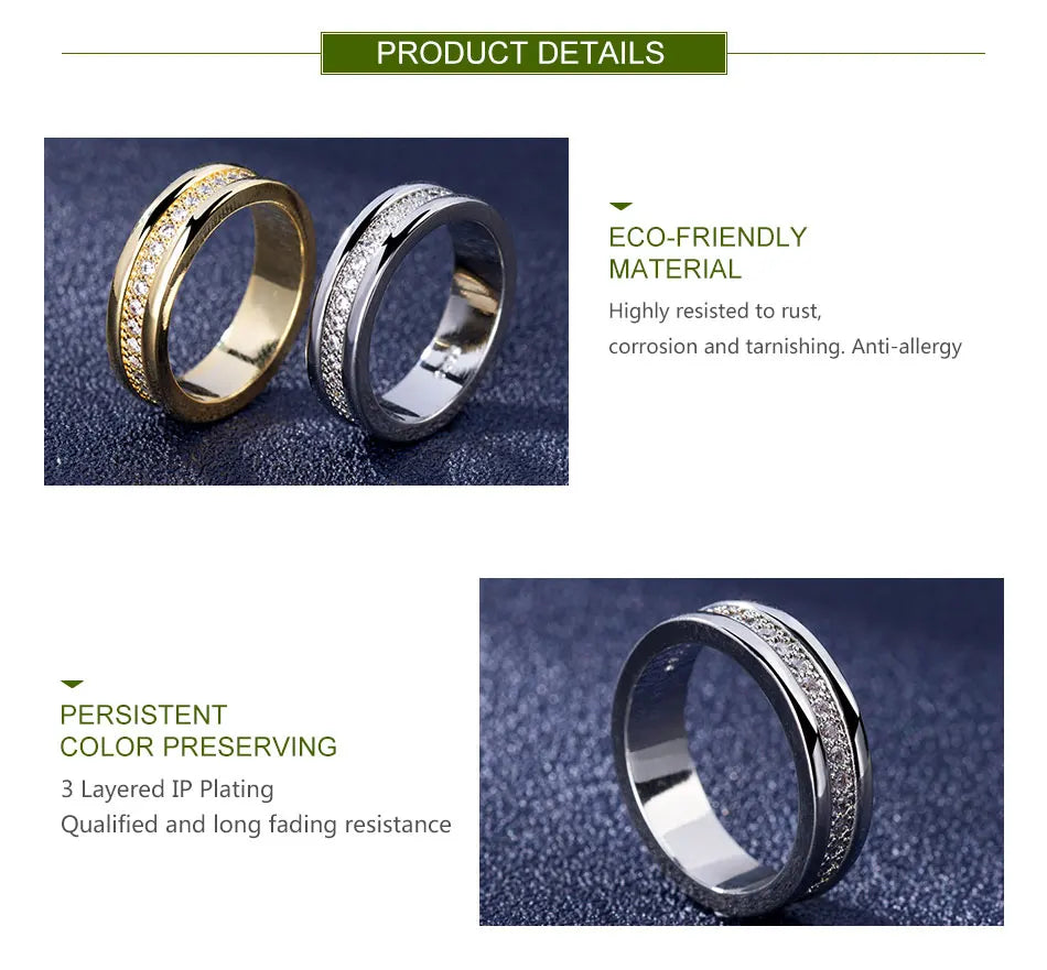 ZDADAN 925 Sterling Silver Double Layer Zircon Finger Ring For Women Girls Party Jewelry Gift