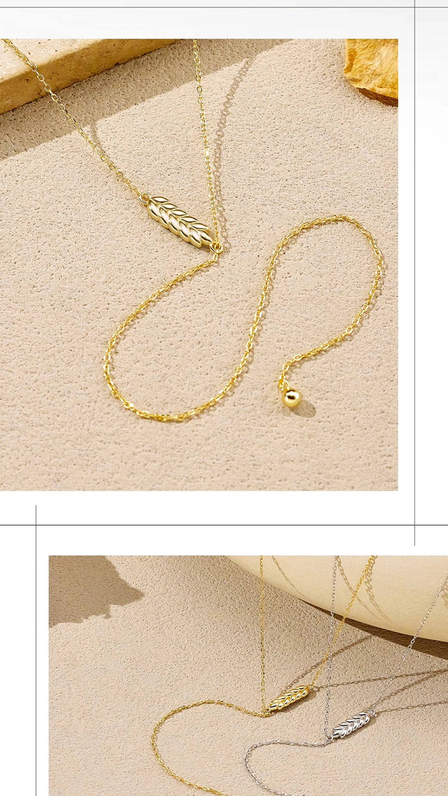 ANDYWEN 925 Sterling Silver Minimalist Wheat Leaf Pendant Long Y-Shaped Necklace 2025 Fine Jewelry for Women's Casual Style