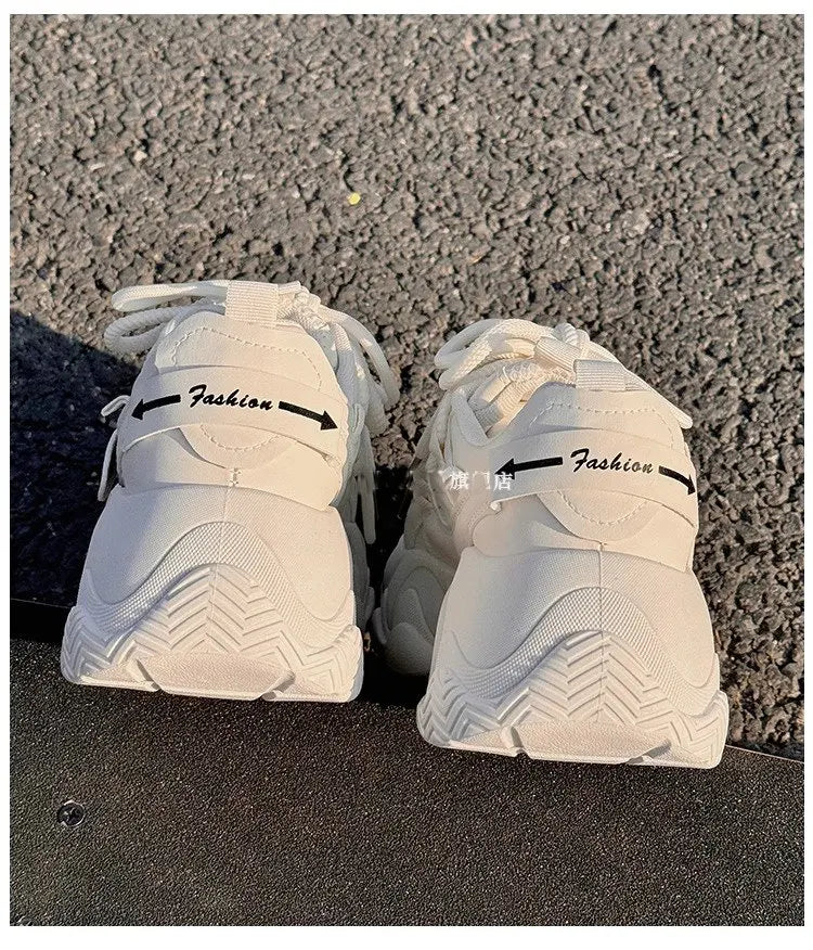 YSHUNIJ Plateau Sneaker Damen - Weiß 3cm Absatz Passt