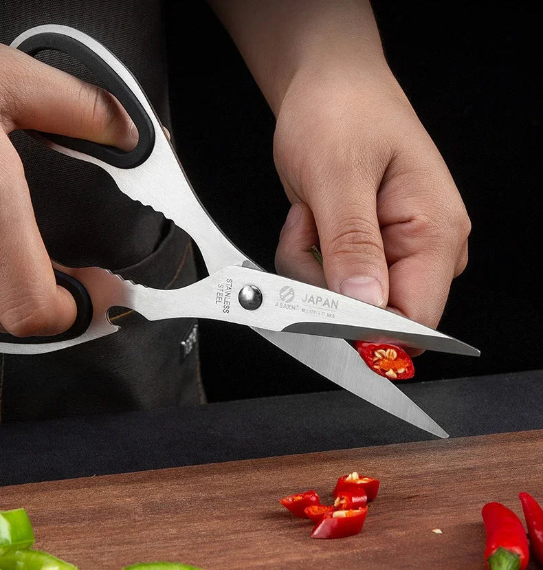 Chef Knife 7-piece Set Stainless Steel Hollow Handle Slice Meat Cleaver Chopping Knife Kitchen Scissors with Sharpening Rod