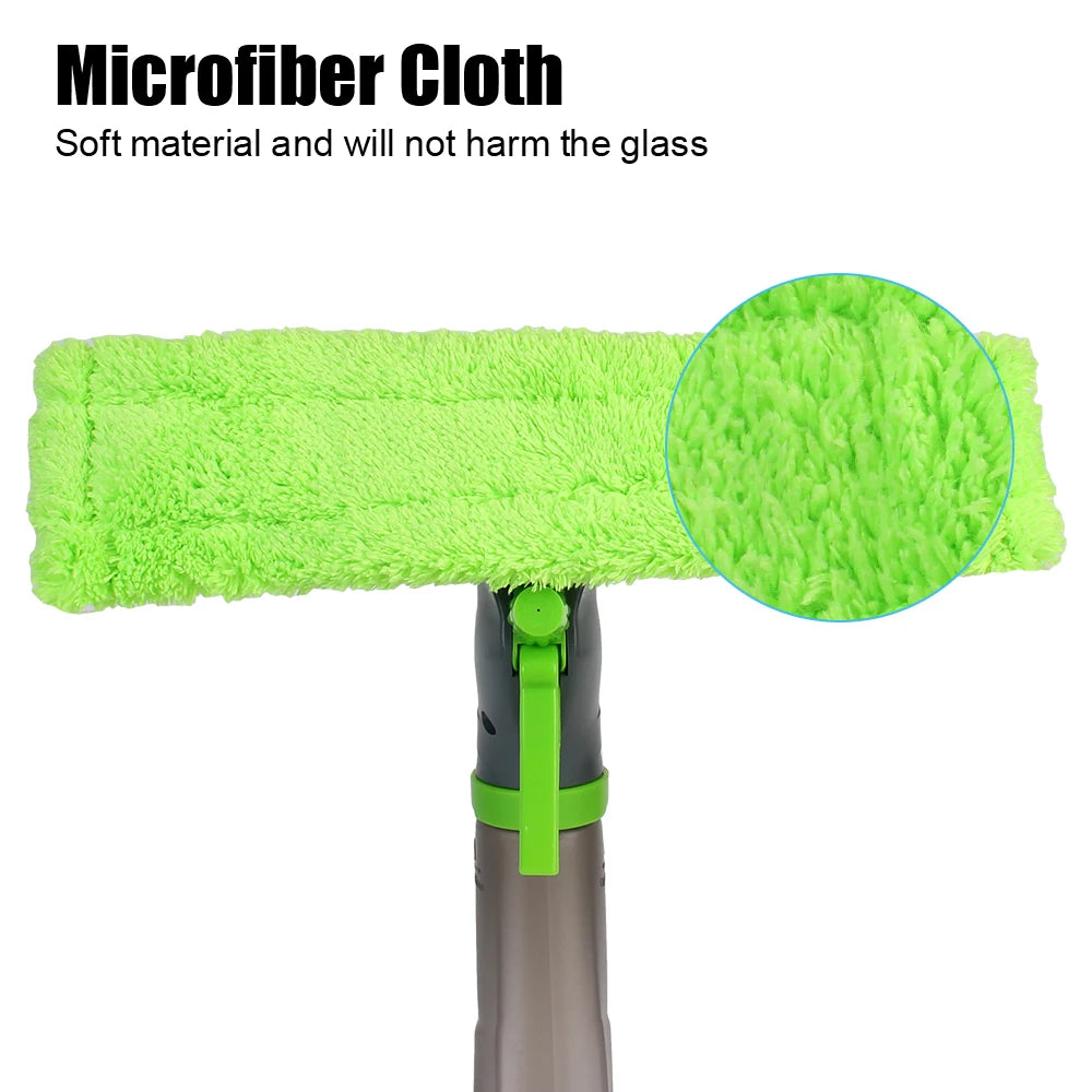 Spray Scraper Brush Water Spray Window Cleaner Glass Scraping Wiper Microfiber Cloth Pad Kit Household Cleaning Tool 3 in 1