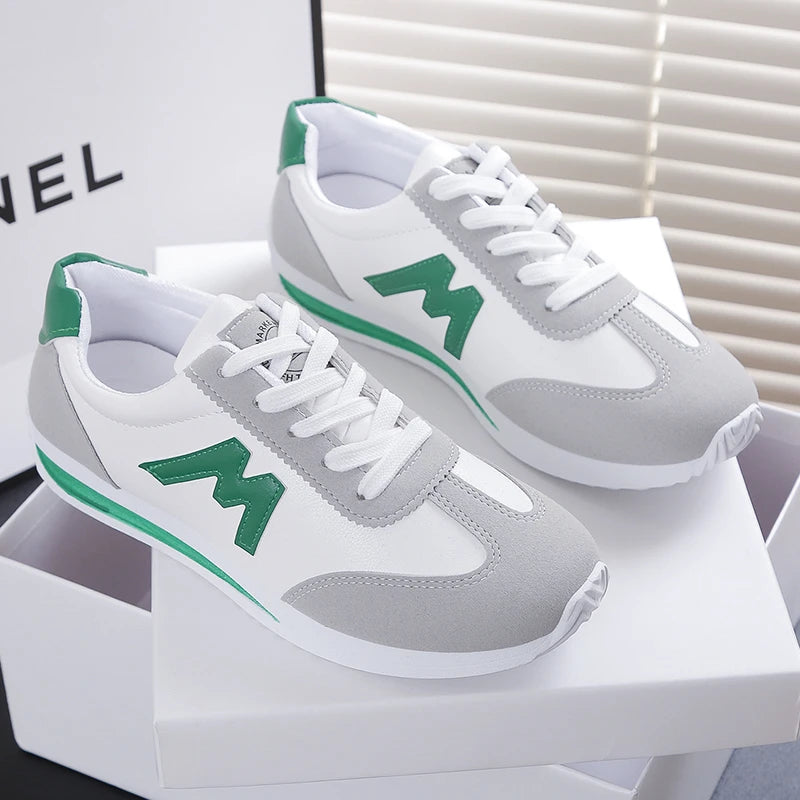 Women 2025New Women Casual Walking Shoes Spring Flat Lace-up Leather High Quality Sneakers Fashion Sports Shoes Zapatillas Mujer