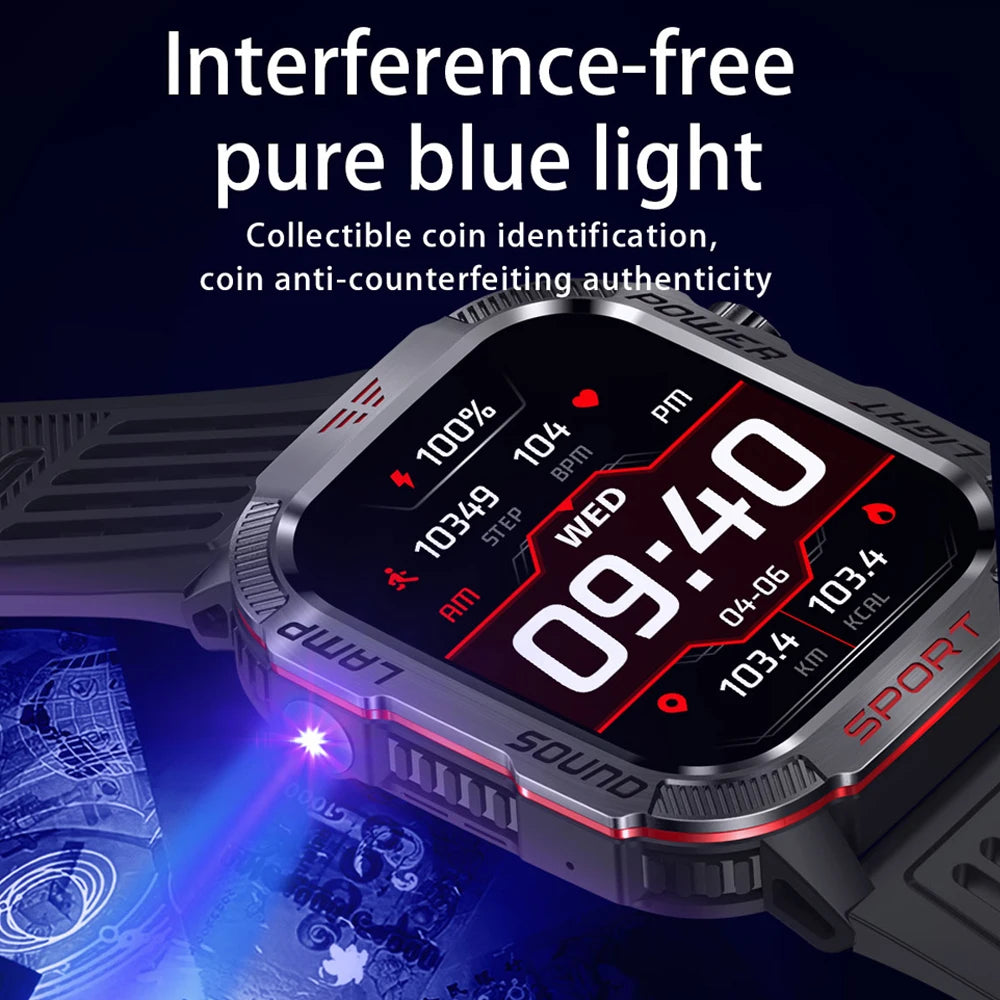 Smartwatch 2025: Outdoor-Military GPS-Sports - Flashlight Compass Collection