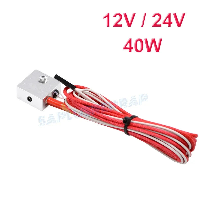 MK8 Extrusion V5 J-head Hotend Heating Aluminum Block 20x20x10mm with Thermistor  Ceramic Heater 12V 24V 40W for 3D Printer Part