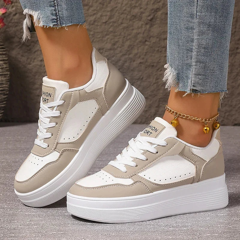 Women Sneakers for Thick Platform Casual Shoes 2025 Spring New Patchwork Sport Shoes Outdoor Comfort Anti-Slip Woman Sneaker