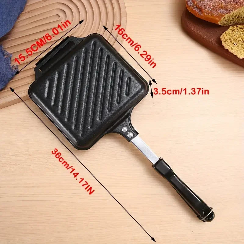 Sandwich-Maker 2025: Non-Stick Camping Sandwich Panini Maker Handle - Double Sided Frying Pan Detachable Grilled Flip Pan Collection