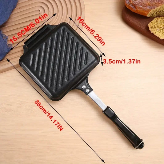 Sandwich-Maker 2025: Non-Stick Camping Sandwich Panini Maker Handle - Double Sided Frying Pan Detachable Grilled Flip Pan Collection