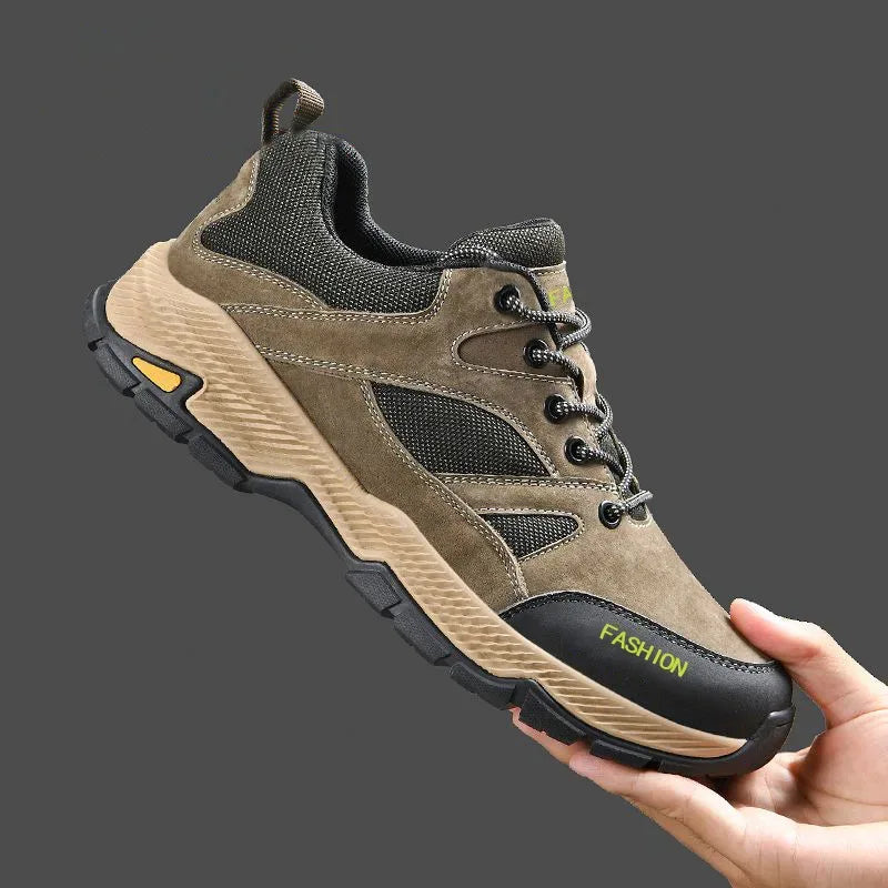 Men Sneakers Casual Breathable Hiking Walking Shoes Man Outdoor Fashion Leather Anti-slip Climbing Trekking Sneakers Footwears - Golden Bridge Store