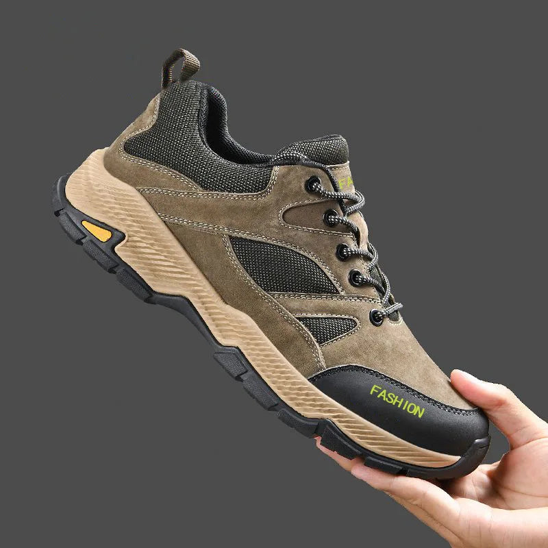 Men Sneakers Casual Breathable Hiking Walking Shoes Man Outdoor Fashion Leather Anti-slip Climbing Trekking Sneakers Footwears - Golden Bridge Store
