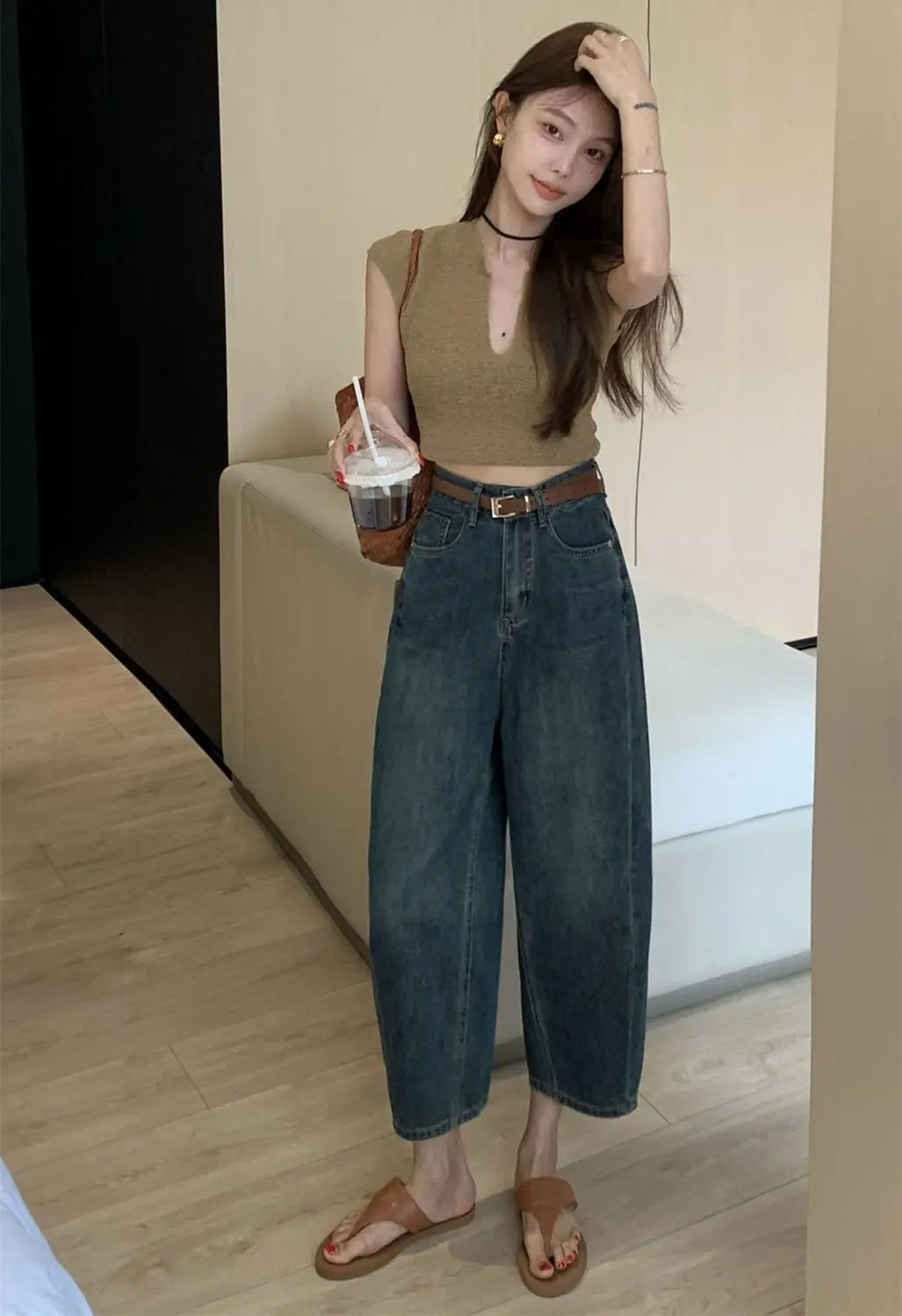 Jeans Women Solid Vintage All-match Spring Ladies Creativity Cool Simple Korean Style Daily Gentle Tender Graceful Age-reducing