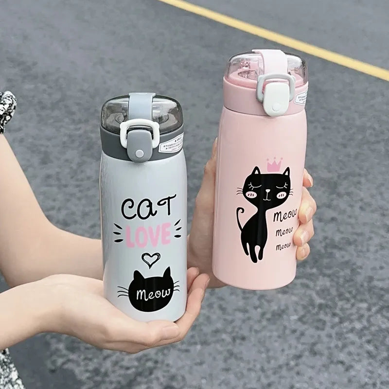 CREAWIND Cartoon Cat Vakuumflasche - Edelstahl 350/500ml