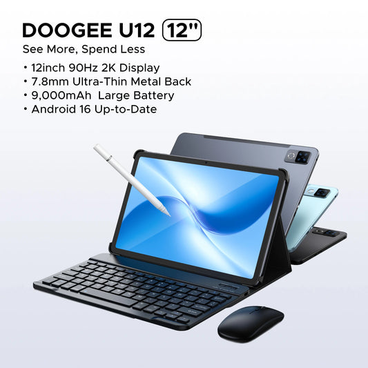 DOOGEE U12 Ultra Slim - 12 Zoll Display 128GB Speicher 9000mAh Akku
