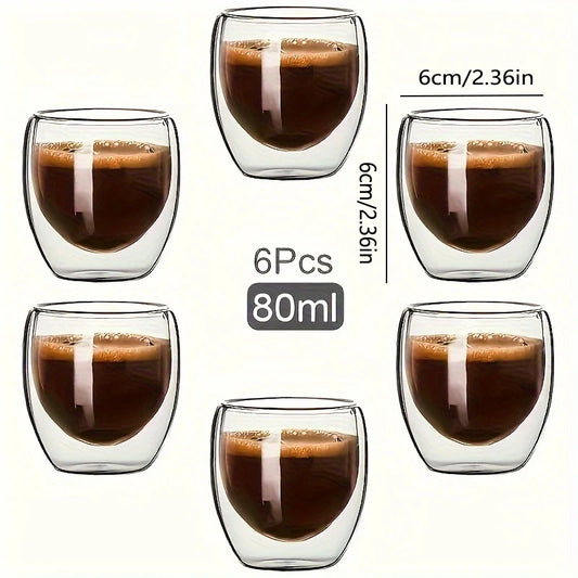Andralyn Glas Espresso Doppelwandig - 80 ml 6er Set