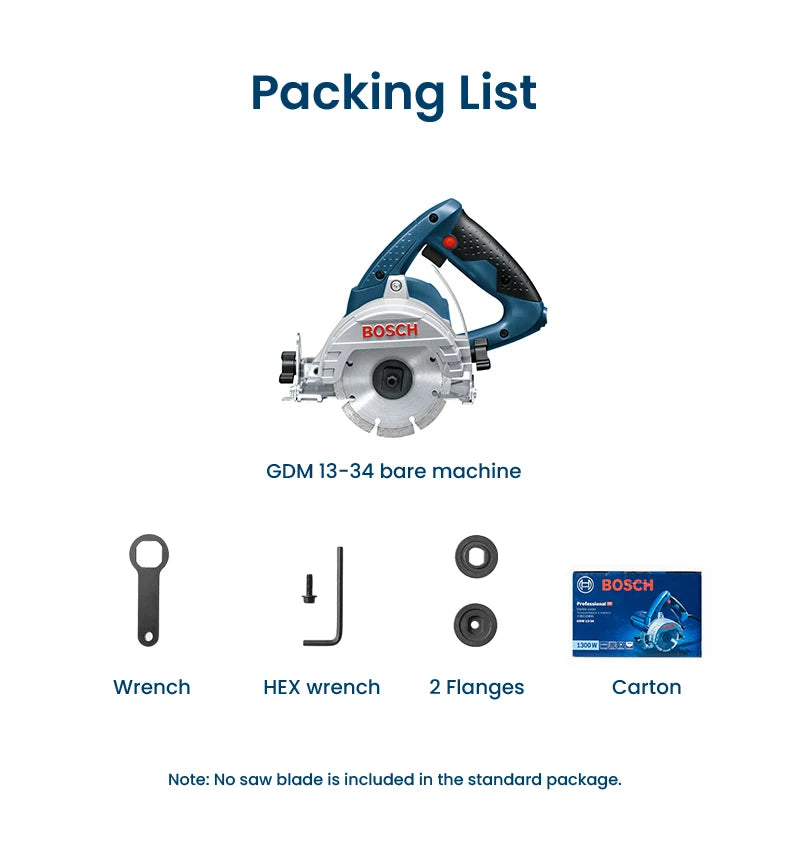 Bosch GDM 13-34 Electric Circular Saw 110mm Tile Stone Marble Granite Cutting Machine 2.8Kg 1300W Portable Discs Saw Power Tool