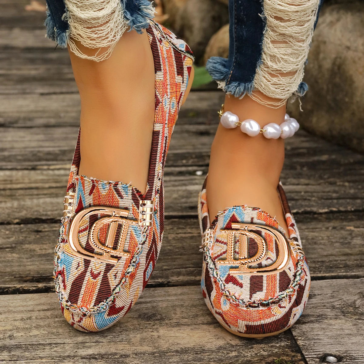 Damen Slip-On Loafer - Luxus Flache Schuhe - Wildleder-Optik Mokassins - Komfortable Casual Bootsschuhe