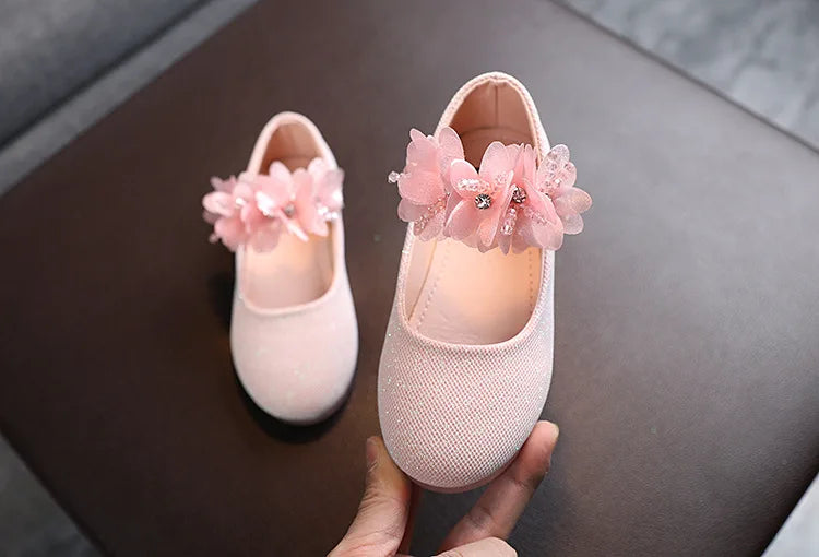 Mädchen Schuhe 2025 - Blumen Mary Jane Kristall Weiche Prinzessin Ballet Flats - Kleine Mädchen 1-7J Baby Hochzeit Party Leder Schuhe