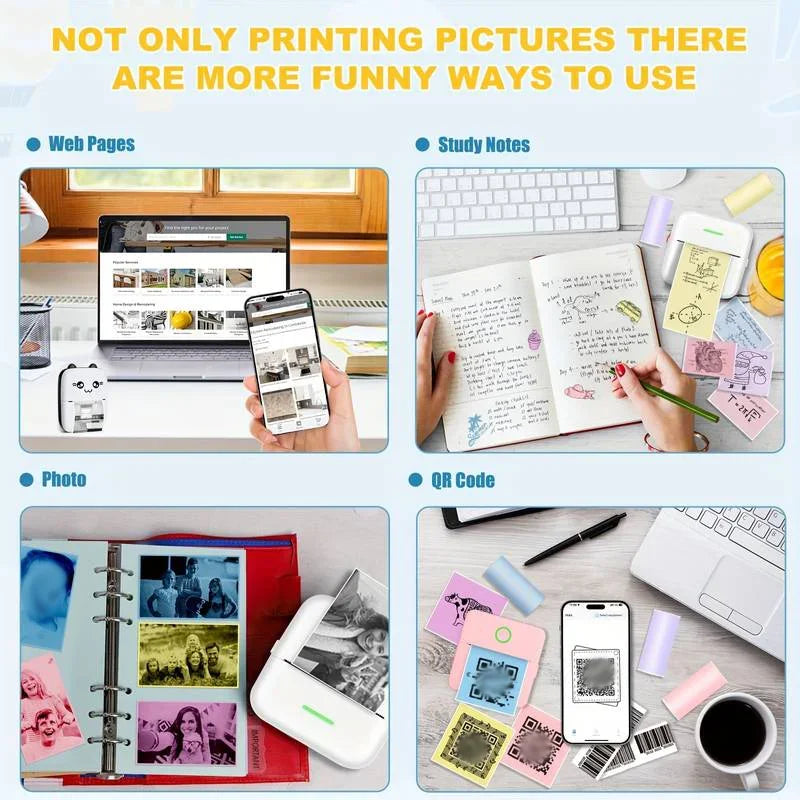 Thermopapier 2025: 3 Rolls of Mini Printer Paper Thermal Paper Printable Stickers for Pocket Thermal Printers Collection
