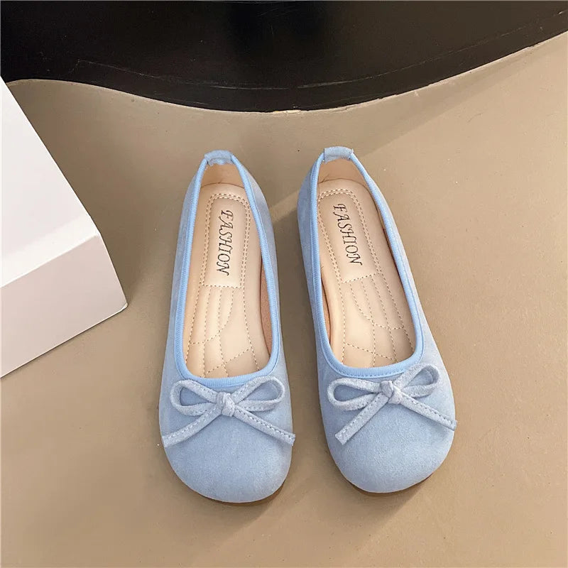 Frauen Ballett Flache Schuhe 2025 - Vier Jahreszeiten Komfortabel Anti Rutsch - Outdoor Casual Schuhe Fashion Schleifenknoten Retro Candy Farbe Damen Schuhe