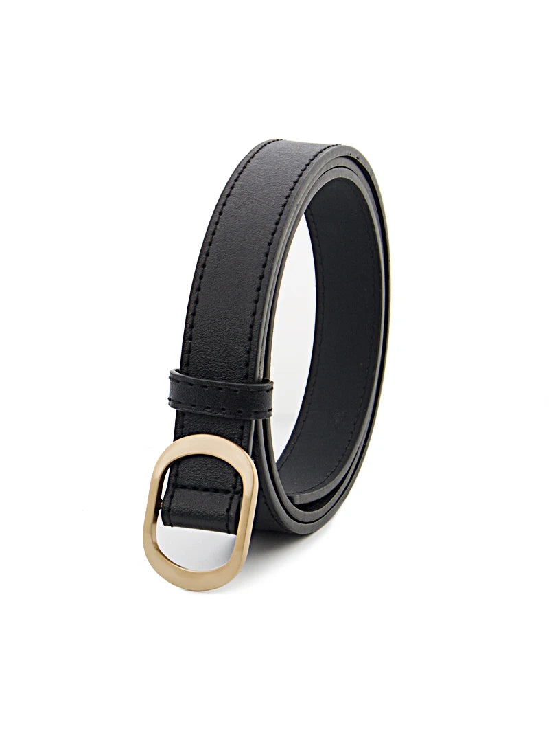Five Colors Women's Belt Is Used For Jeans Waist Artificial Is  For Dresses Fashionable Gold Buttoned Pants