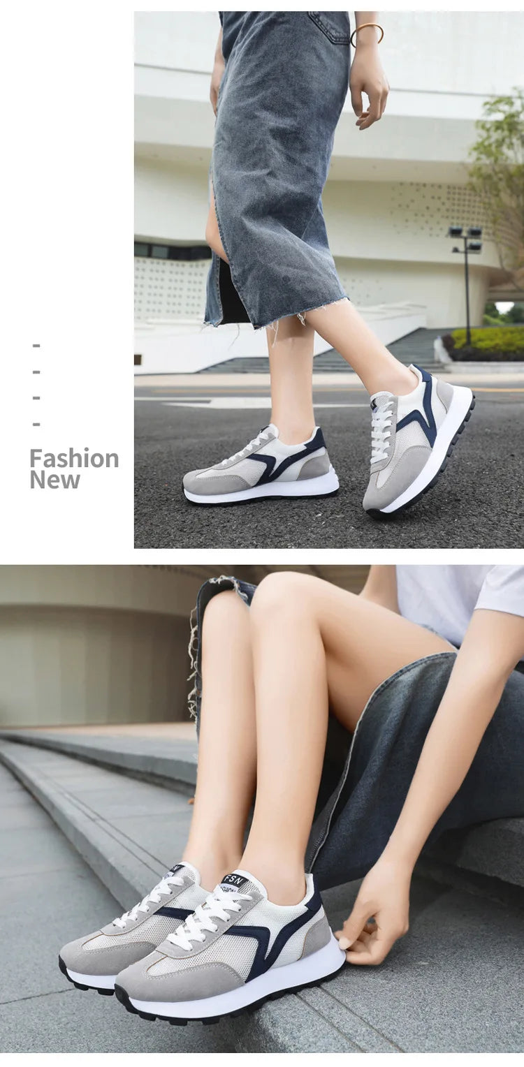New Women's Sneakers Fashion Breathable Unisex Casual Shoes Lightweight Lace-Up Running Shoes Outdoor Platform Tennis Shoes Male