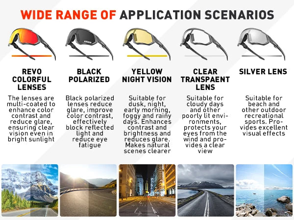 Fahrradbrille 2025: KAPVOE Polarised Cycling Glasses Outdoor Bicycle - UV400 Goggles 5 Interchangeable Lenses Unisex Sports Sunglasses Men Women Collection