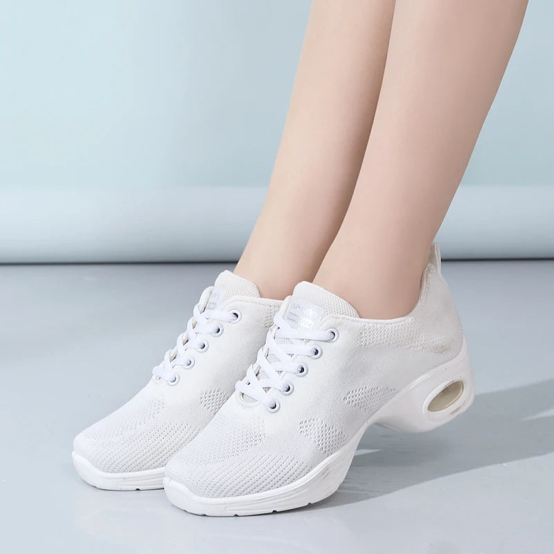 Sneakers Dance Shoes For Women Flying Woven Mesh Comfortable Modern Jazz Dancing Shoes Girls Ladies Outdoor Sports Shoes