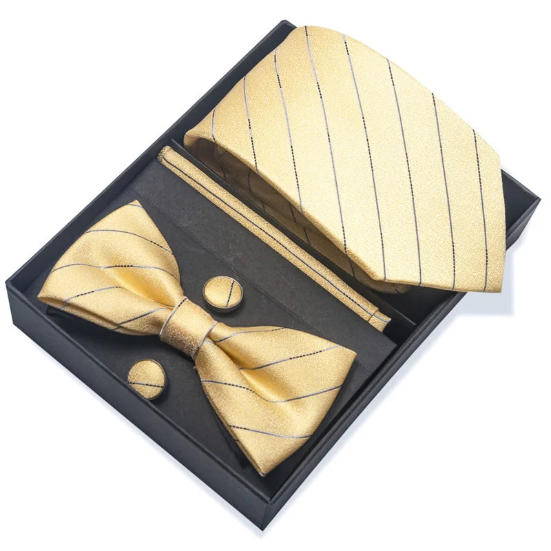 Men's Tie Pin cuff square bow Tie with pocket square cufflinks Set Paisley Men's Business Wedding Suit Accessories 6-piece set