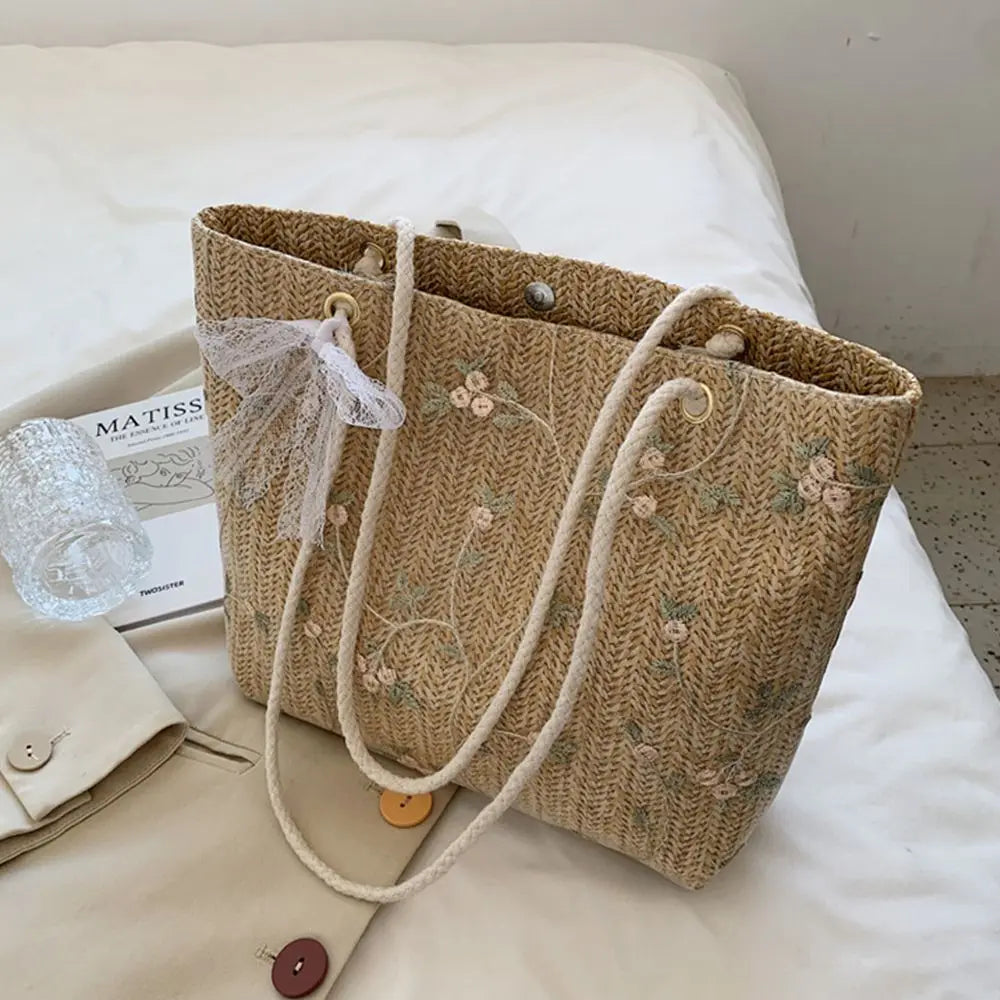 Beach Woven Large Capacity Tote Shoulder Bag Handbags Straw Bags