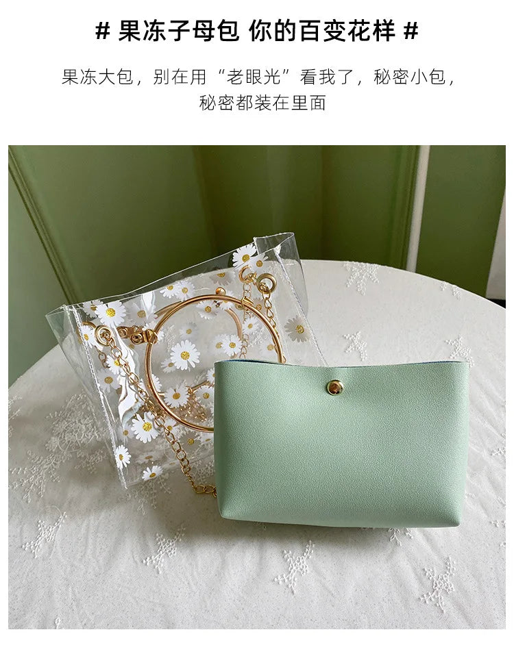 Fashion Crossbody Bags for Women Summer and Autumn New Daisy Print Pattern Jelly Women Bags One Shoulder Portable Female Handbag