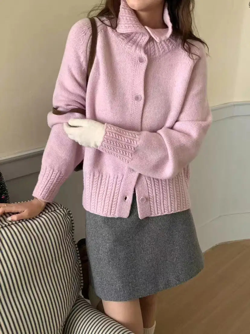 Cardigan coreean Luna - Bumbac, Mărimi S-XL, Lung