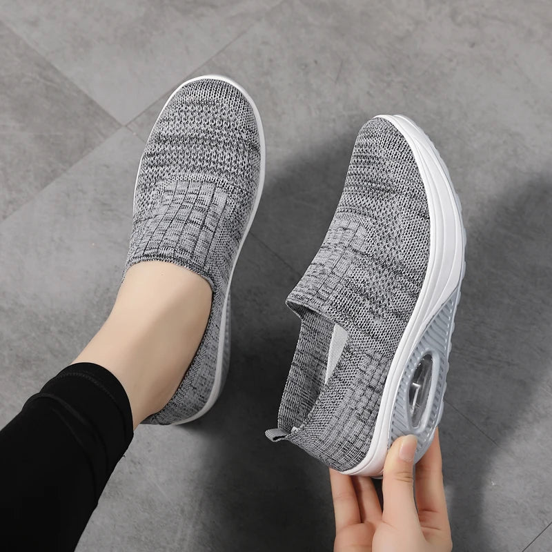 Women Walking Shoes Air Cushion Non Slip Orthopedic Shoes Ladies Platform Mules Breathable Wedge Female Sneakers