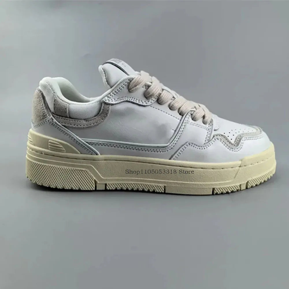 DUTRIEUX High Version Retro Sneaker - Unisex Weiß Dicke Sohle Ca. 3 Cm EU 36-45 EVA-Einlegesohle