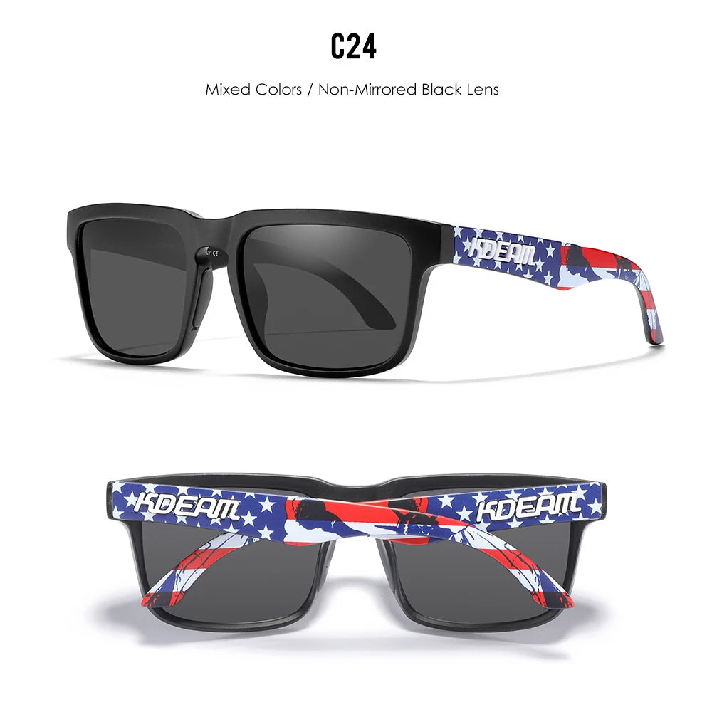 Ochelari de soare polarizați KDEAM pentru bărbați, ochelari de soare pătrați, casual, în aer liber, ochelari de soare unisex pentru femei, pentru cupluri, cu ambalaj nou