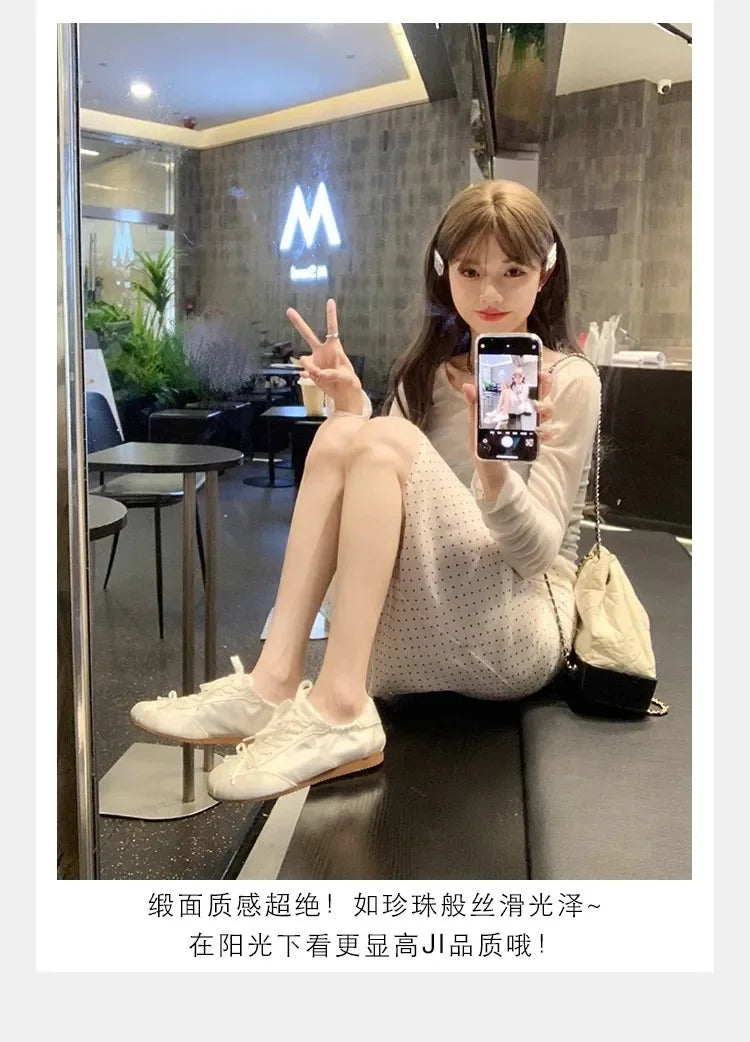 Comemore 2025 Neu Sommer Damen Ballet Stil Süß Mädchen Sport Board Schuhe Mode Satin Schleife Freizeit Flats Damen Komfortabel