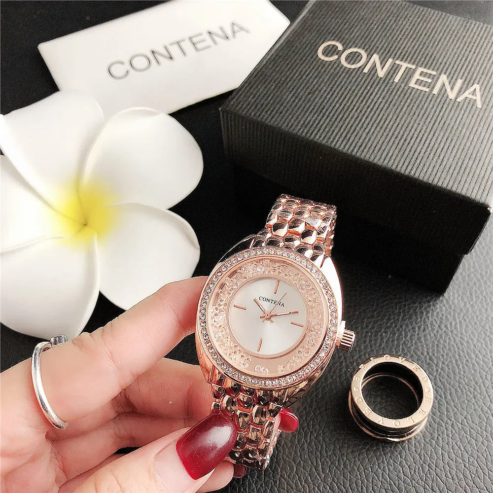 Luxury Rhinestone Rose Gold Women Watches Top Brand Stainless Steel Ladies Quartz Wristwatches Fashion Watches Women Reloj Mujer