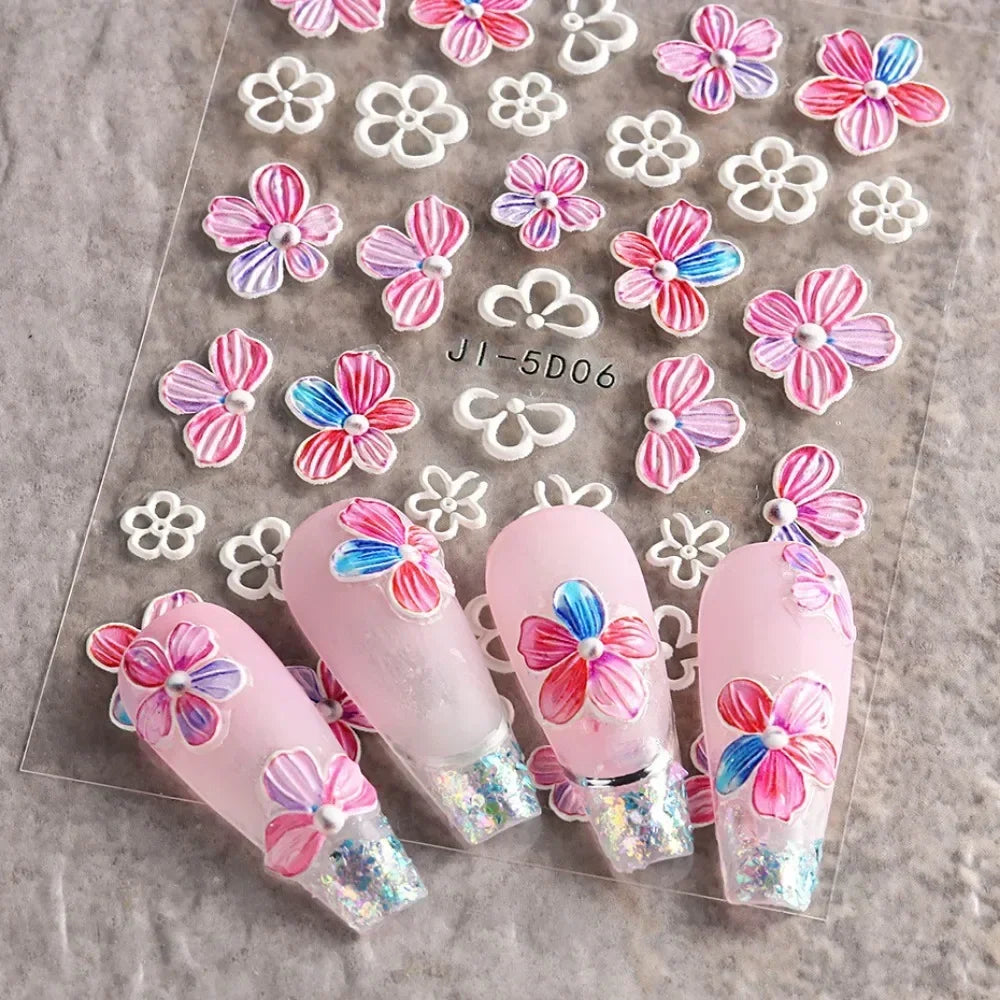 Choice 5D Nagelsticker Cherry Blossom - 3D Gold 10er Set
