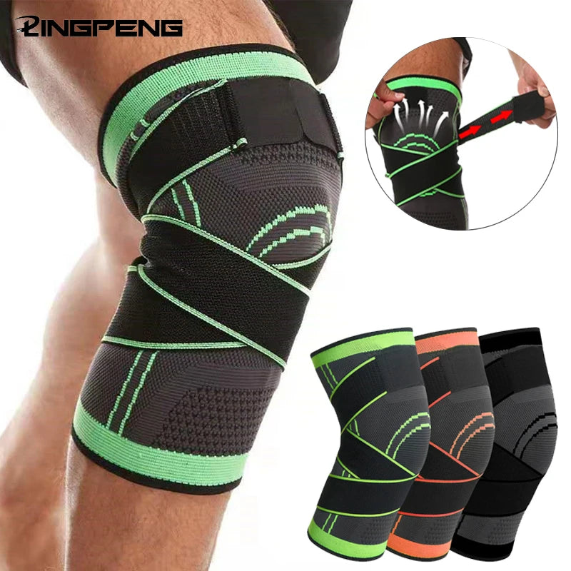 Knee Compression Sleeve with Adjustable Straps for Running Working Out and Sports Wearing Hiking Soccer Basketball Running Sport