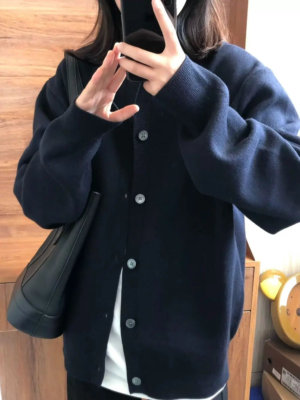 Qarkash Strickjacke - Stilvolle Passform Navyblau Regular