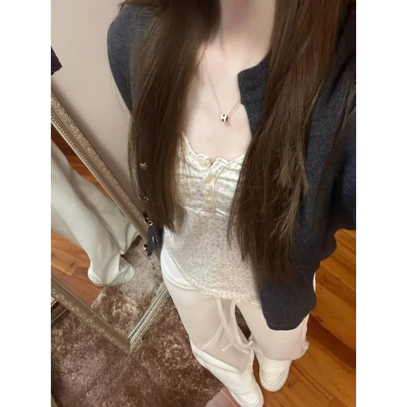 CN Guangdong Cardigan Locker Kurz Grau O-Neck Damen - Größe 4-16 Zoll, Polyester, Weich