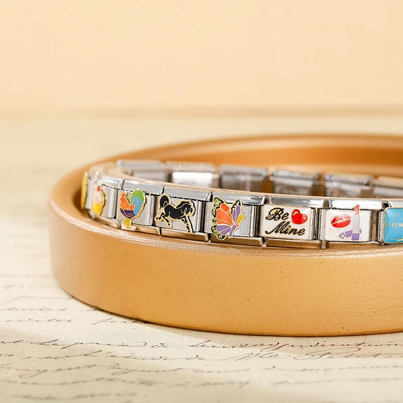 Hapiship Original Gänseblümchen Pferd Liebe Schmetterling Mama Hund Motorrad Elefant Charm für Armband Edelstahl Schmuck Herstellung DJ003