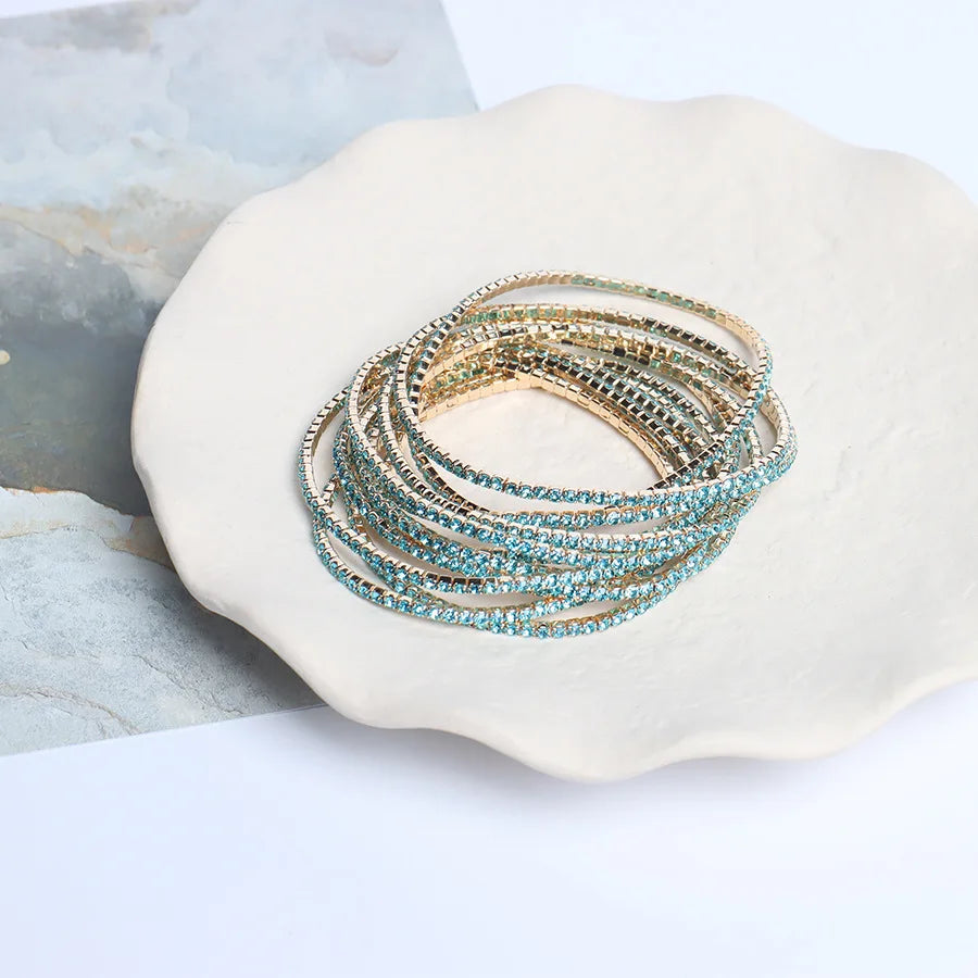 Mode Kristall Stretch Armband Set - 5 Stück Elastisch 18cm