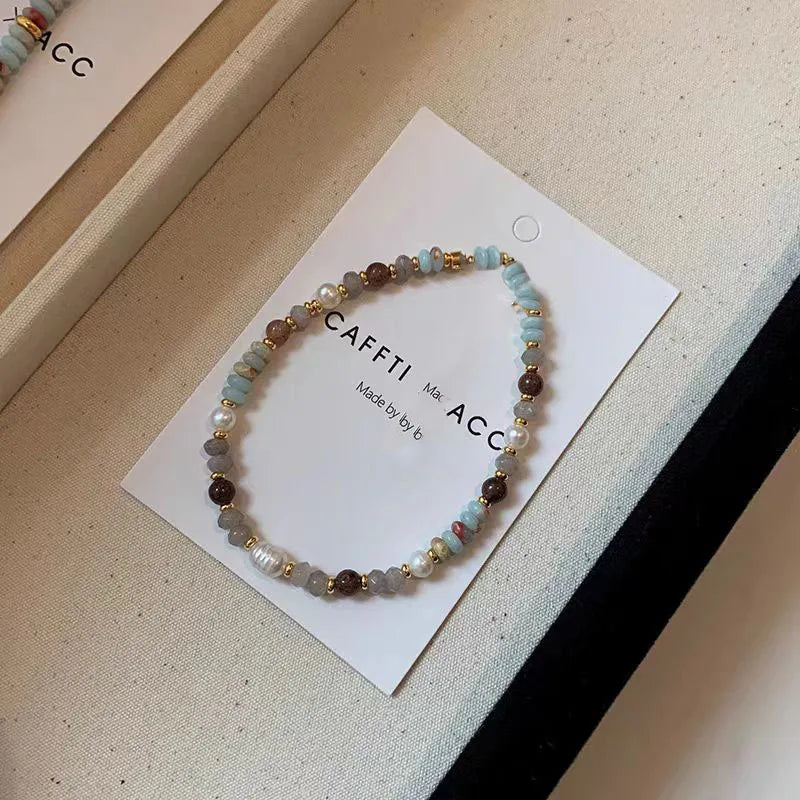 Pure Handmade Woven Natural Stone Beadeds Chain Pearl Pendant Necklace Luxurious Accessories For Women's Necks Fashion Jewelry